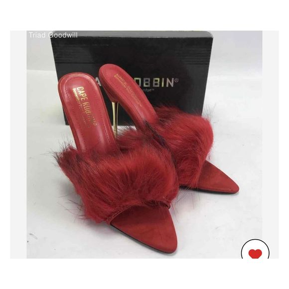 NWT 7M Cape Ribbon Style #FUJI-M Faux Fur HIgh Heels - Picture 1 of 5
